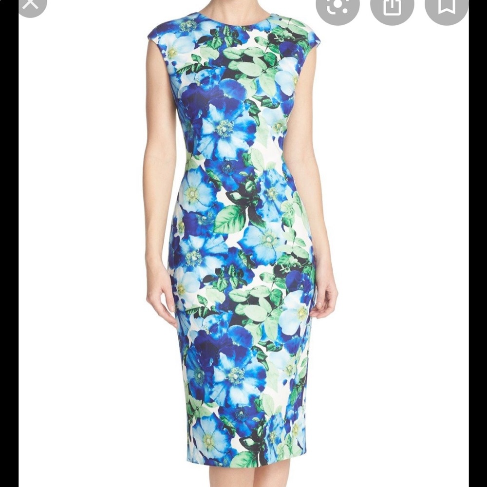 Vince Camuto sheath blue floral dress